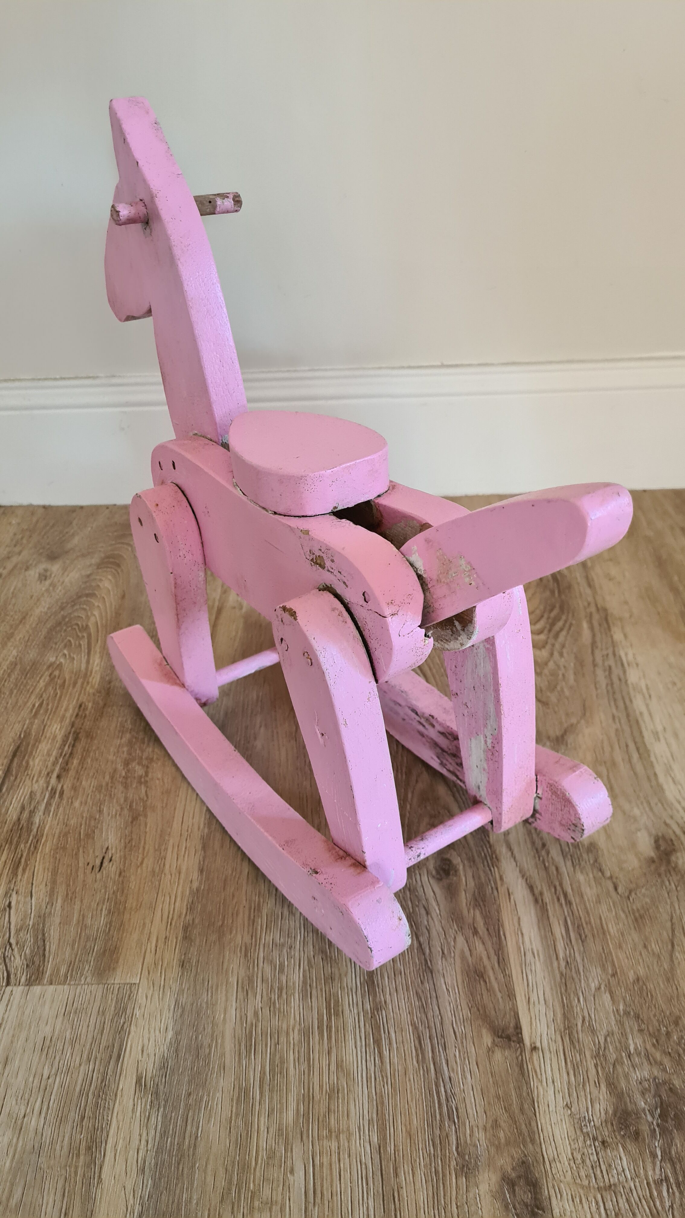 Old mini wooden rocking horse old rose original