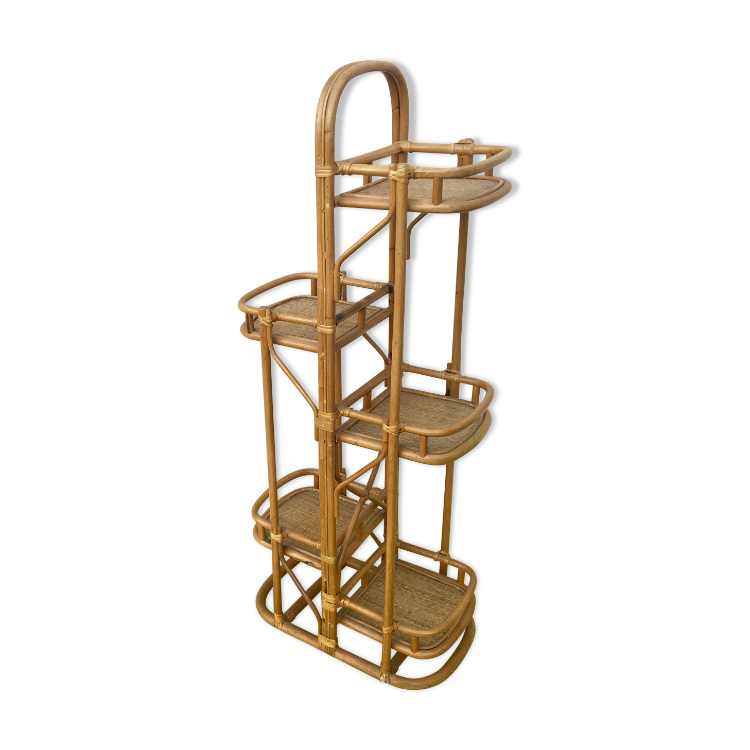Rattan and bamboo plant rack from the 70s
