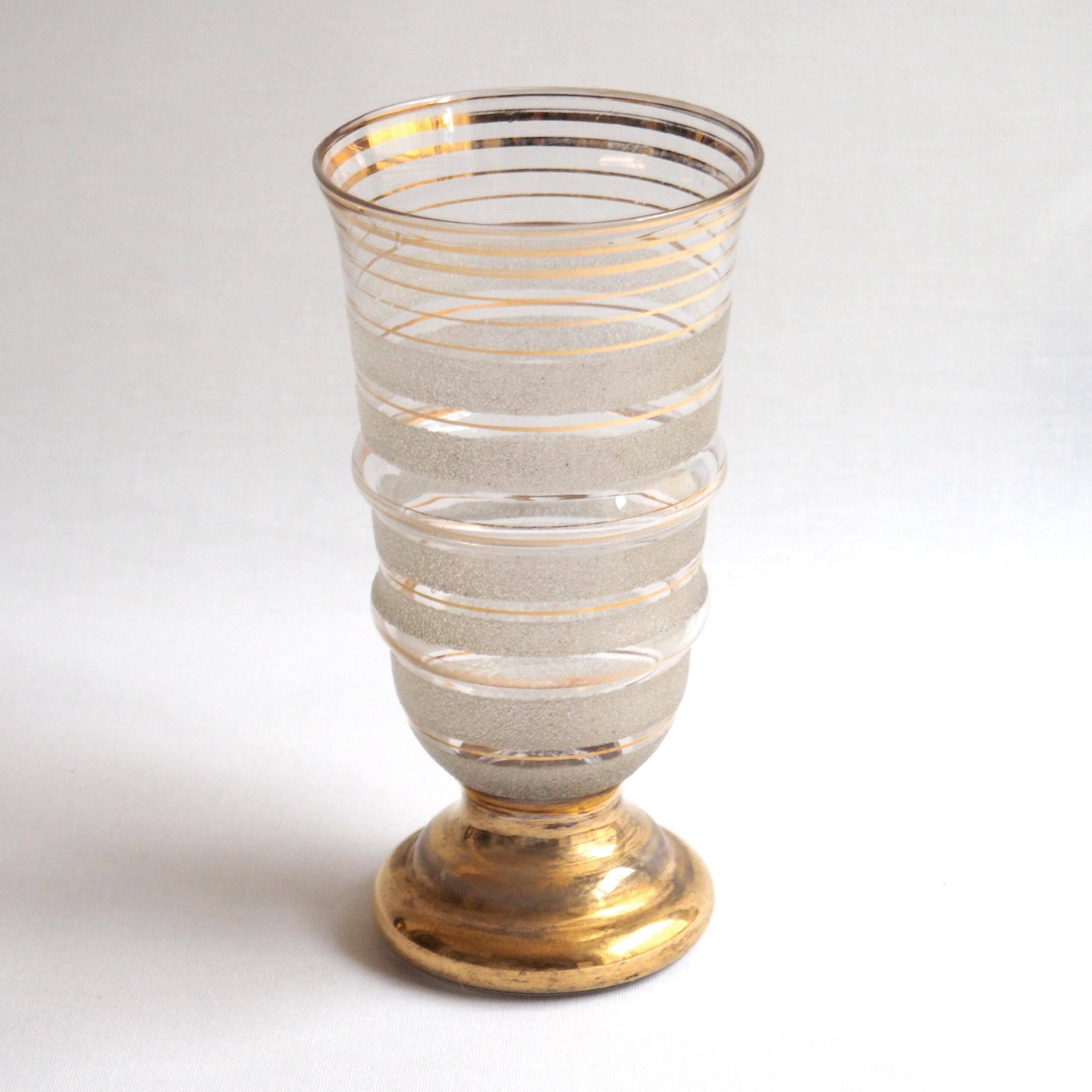 Vase verre et or années 1940