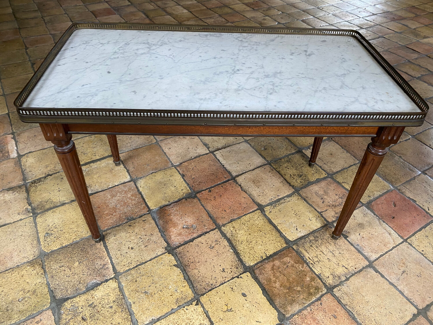 Wooden and marble coffee table