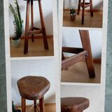 Vintage brutalist tripod high stool, 1950s