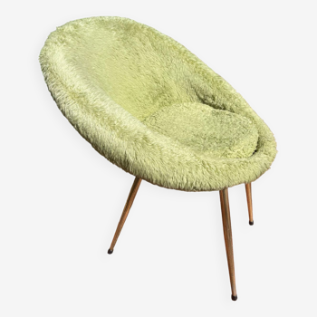 Vintage pale green moumoute armchair