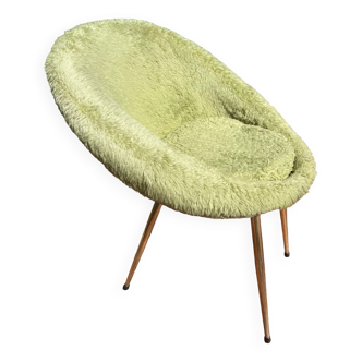 Fauteuil moumoute vintage vert pâle