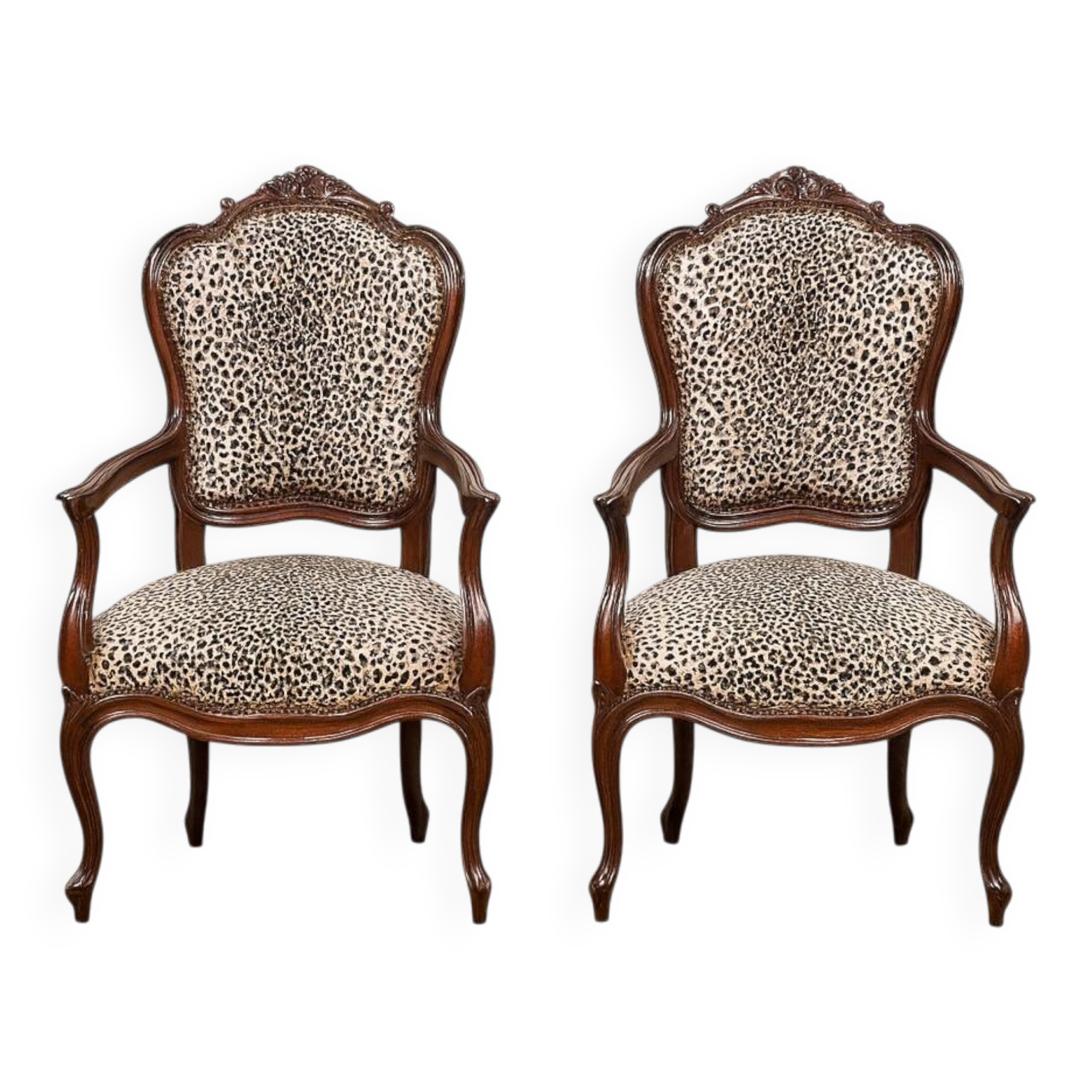 Pair of violin-shaped armchairs from the Napoléon III period in mahogany, 19th century.