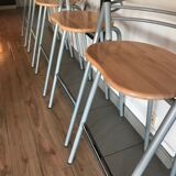 set of 5 stool year 80 in wood and metal