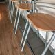 set of 5 stool year 80 in wood and metal