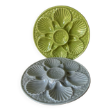 Lot deux assiettes à huîtres Longchamp vintage