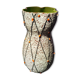 Ancient ceramic vase grey decor black, orange interior vintage green
