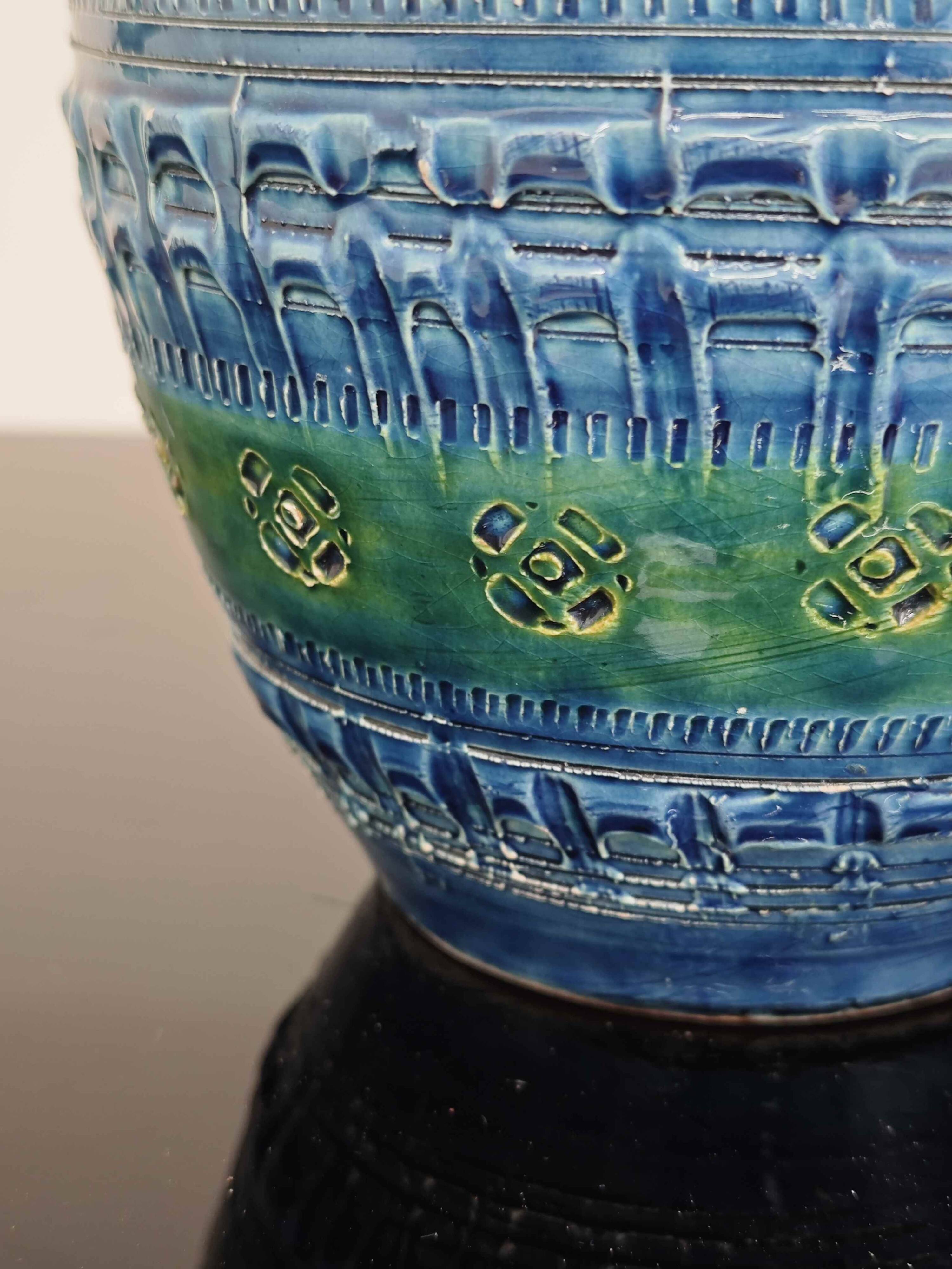 Vase by Aldo Londi for Bitossi 20th century blue background