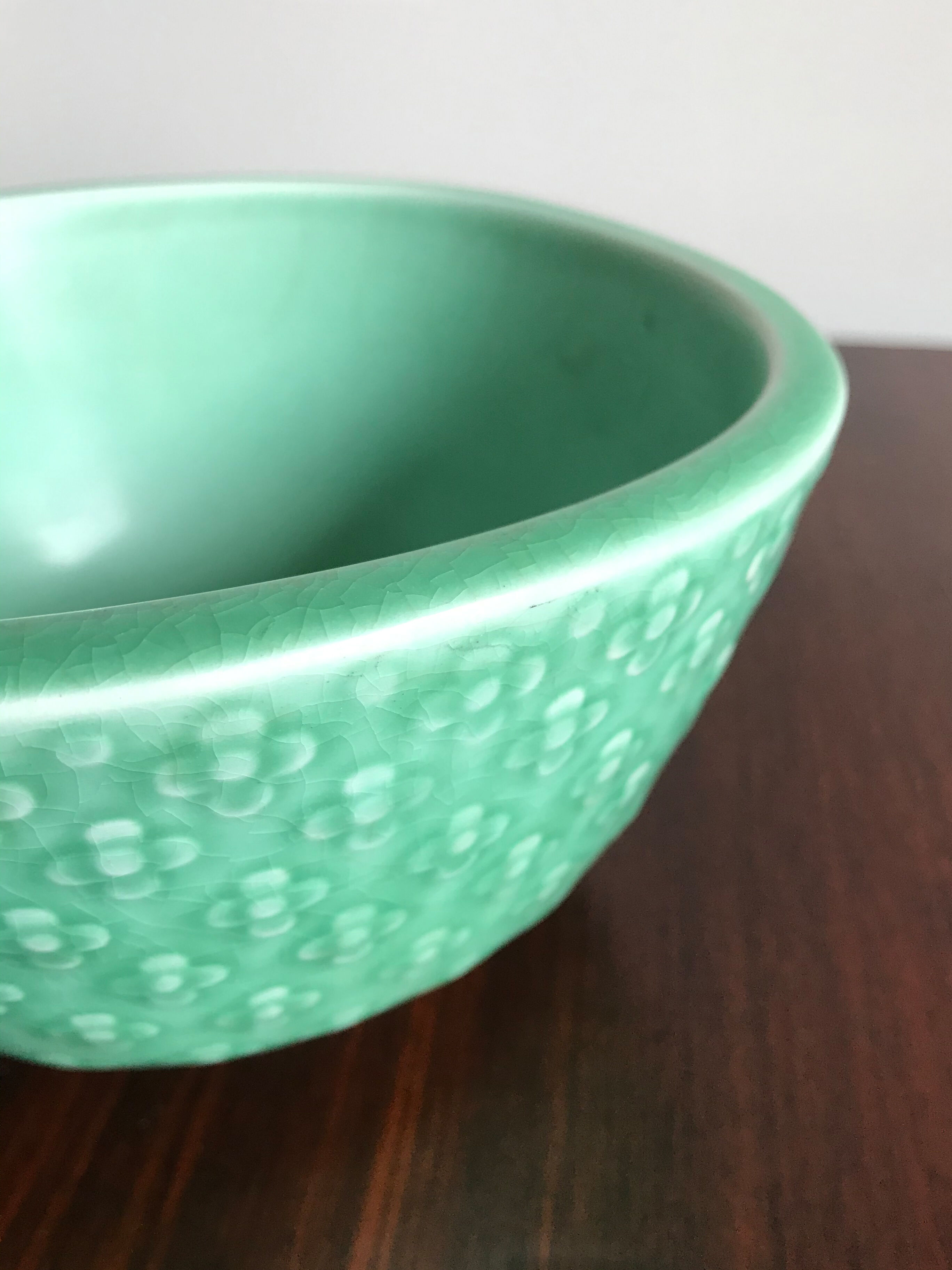 Nils Thorsson for Royal Copenaghen Scandinavan green bowl, 1950s