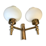 Double brass and opaline wall light
