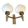 Double brass and opaline wall light