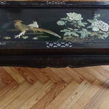 Table low décor birds with hard stones and mother of Pearl inlay