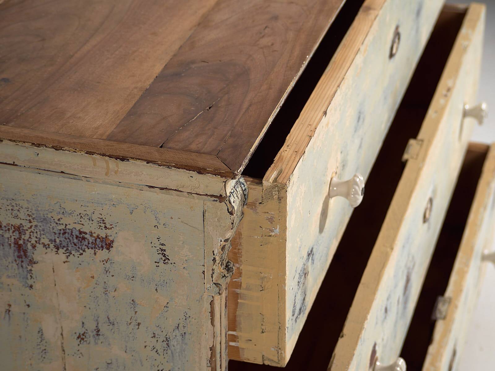 Antique chest of drawers with blue patina (c.1920) #17