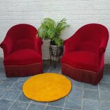 2 velvet toad armchairs