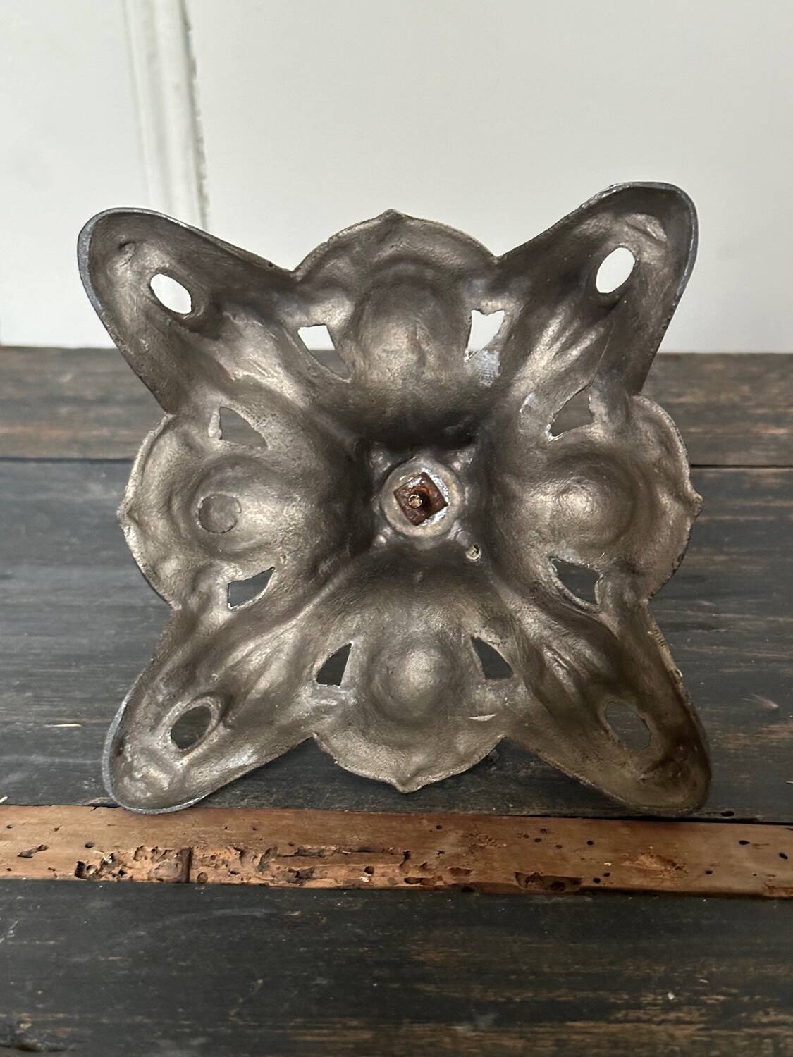 Silver metal candle holder