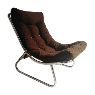 Retro Vintage Mid Century Peter Hoyte Chrome Sling Lounge Chair