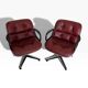 Charles Pollock paire de fauteuils Executive Knoll cuir bordeaux 1970