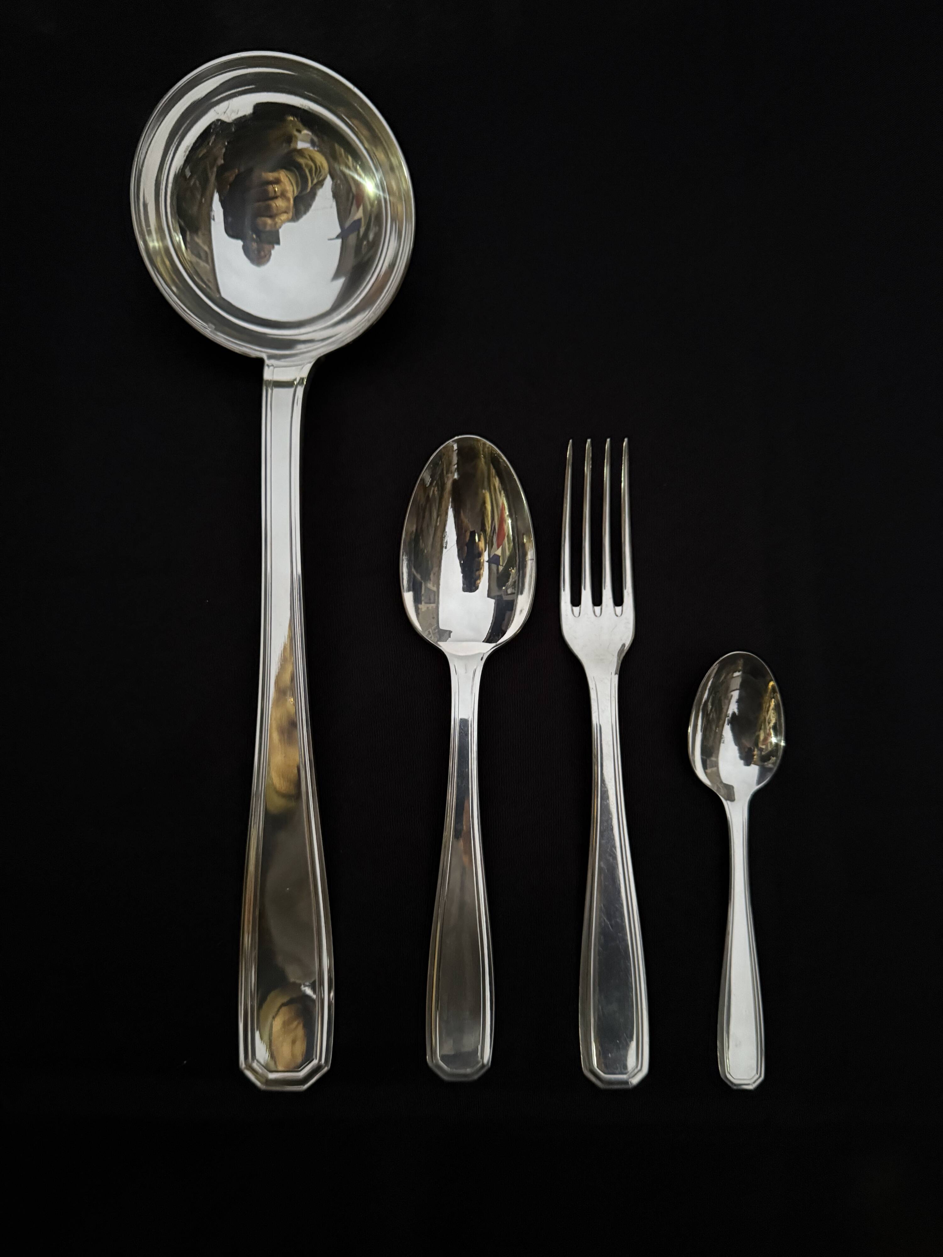 Alfenide 37-piece cutlery set for Christofle Saturne model