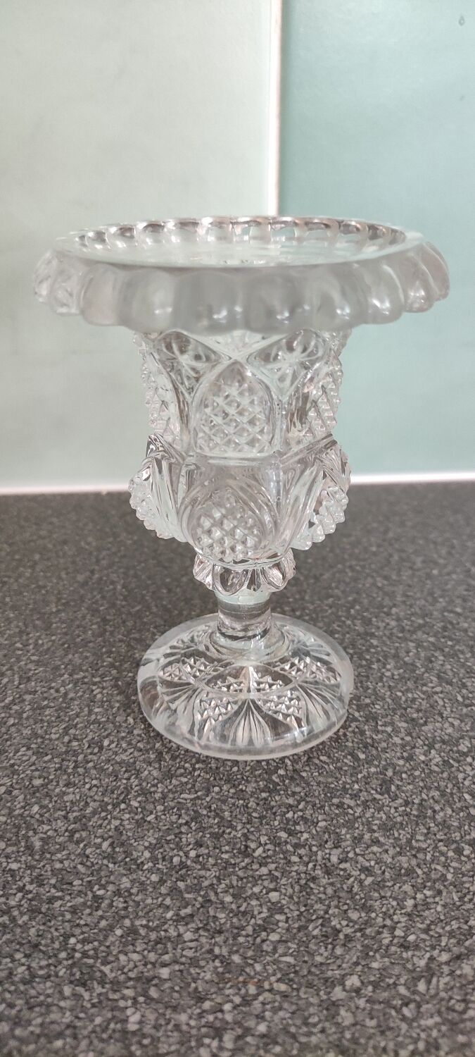 Vase on cut crystal stand