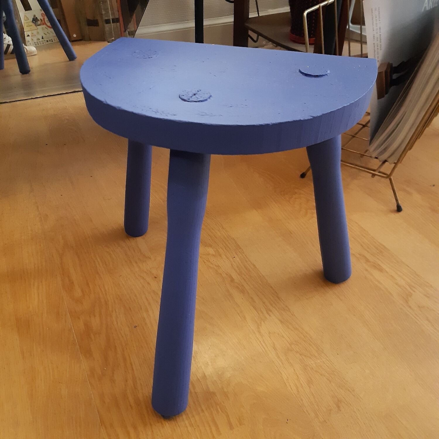Brutalist blue majorelle low stool