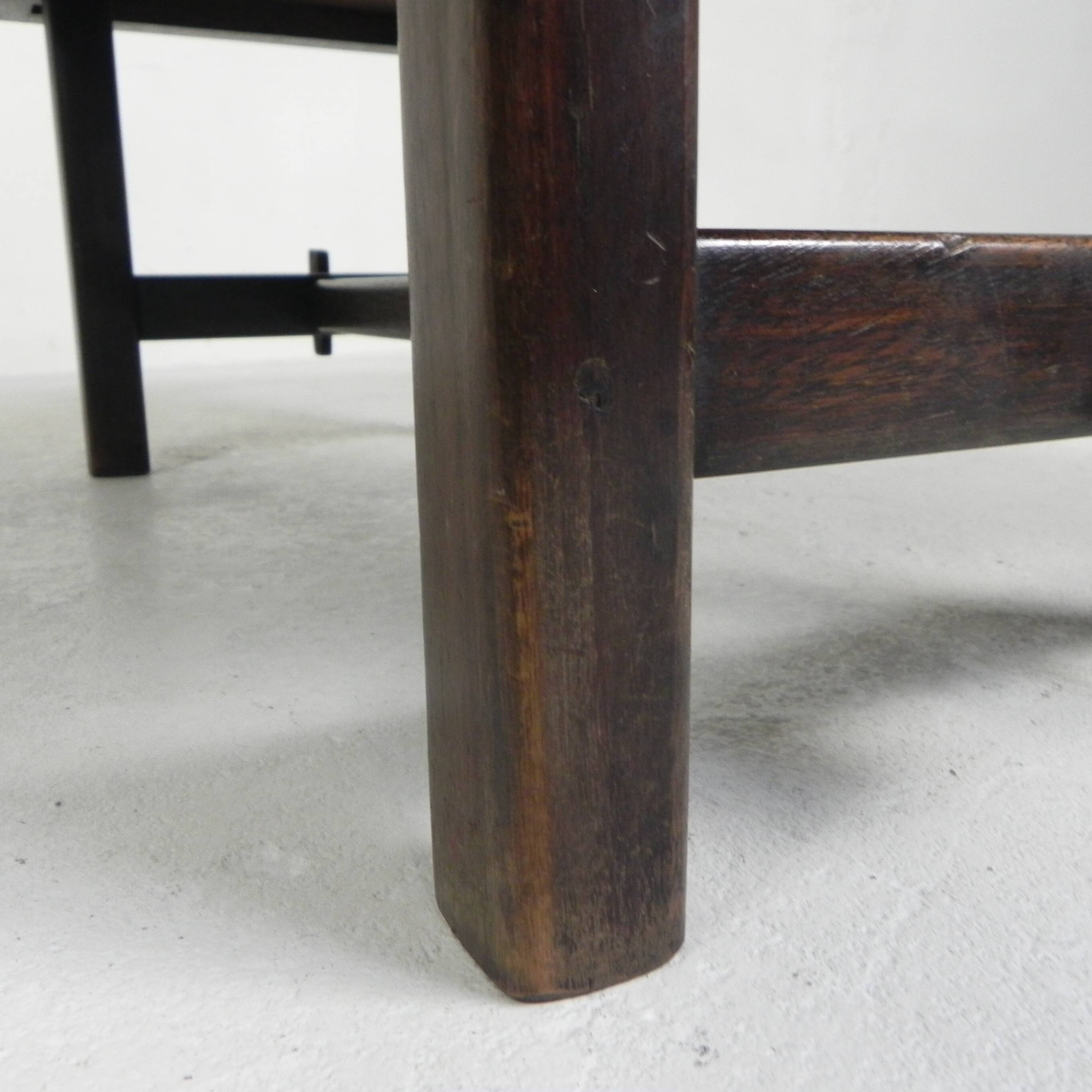 Square tile table from Vallauris, signed Dan with an image of a fantastic bird, 1960s.