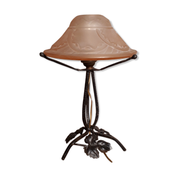 small iron lamp forged ANCIEN ABAT DAY IN VERRE MOULE 1920