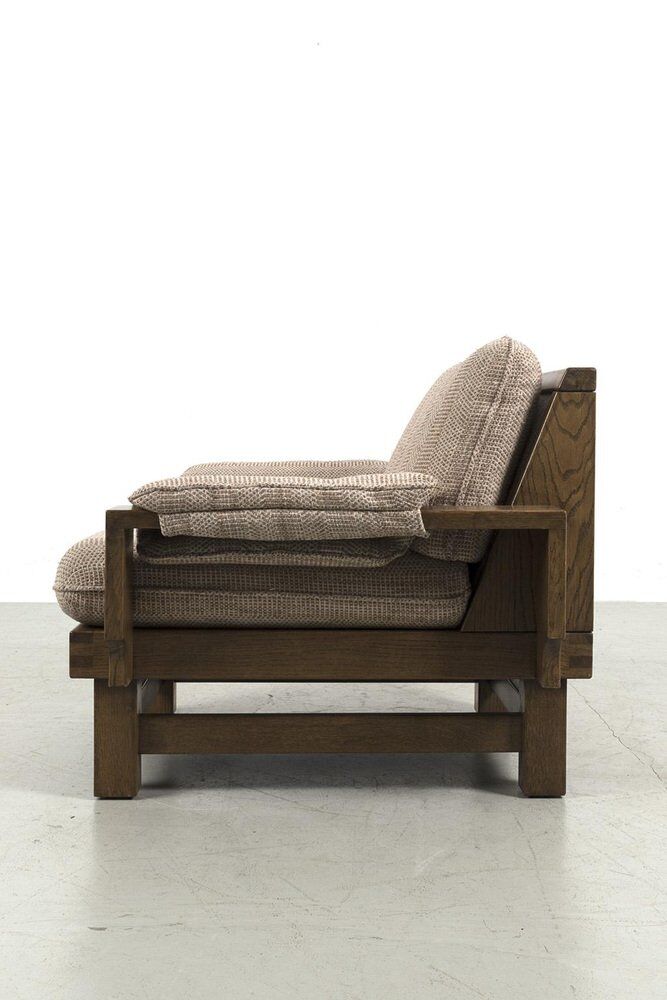 Vintage Brutalist Oak Armchair