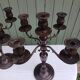 Pair of 5-light metal candlesticks