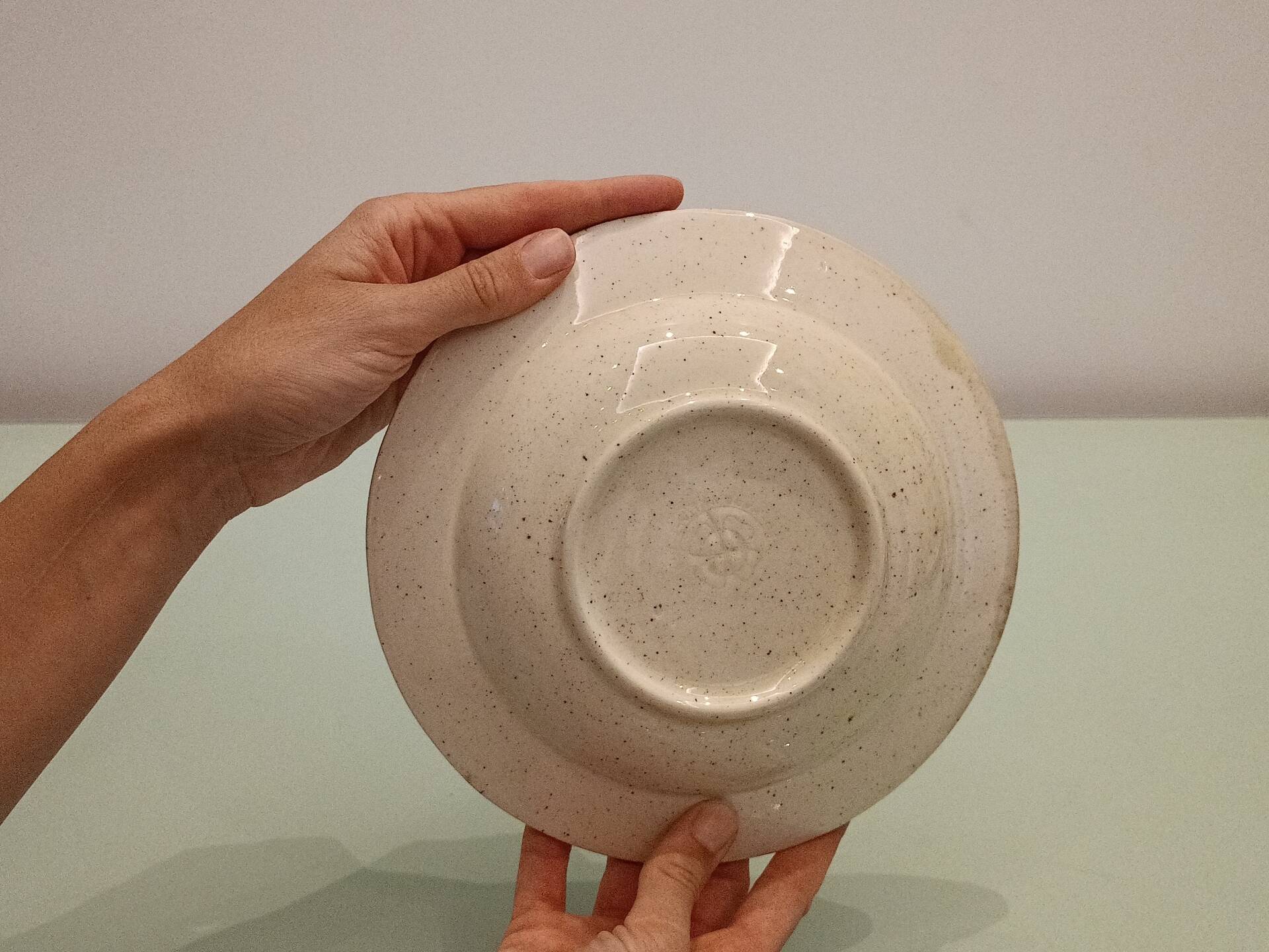 Lot de 5 assiettes vintage en céramique mouchetée –