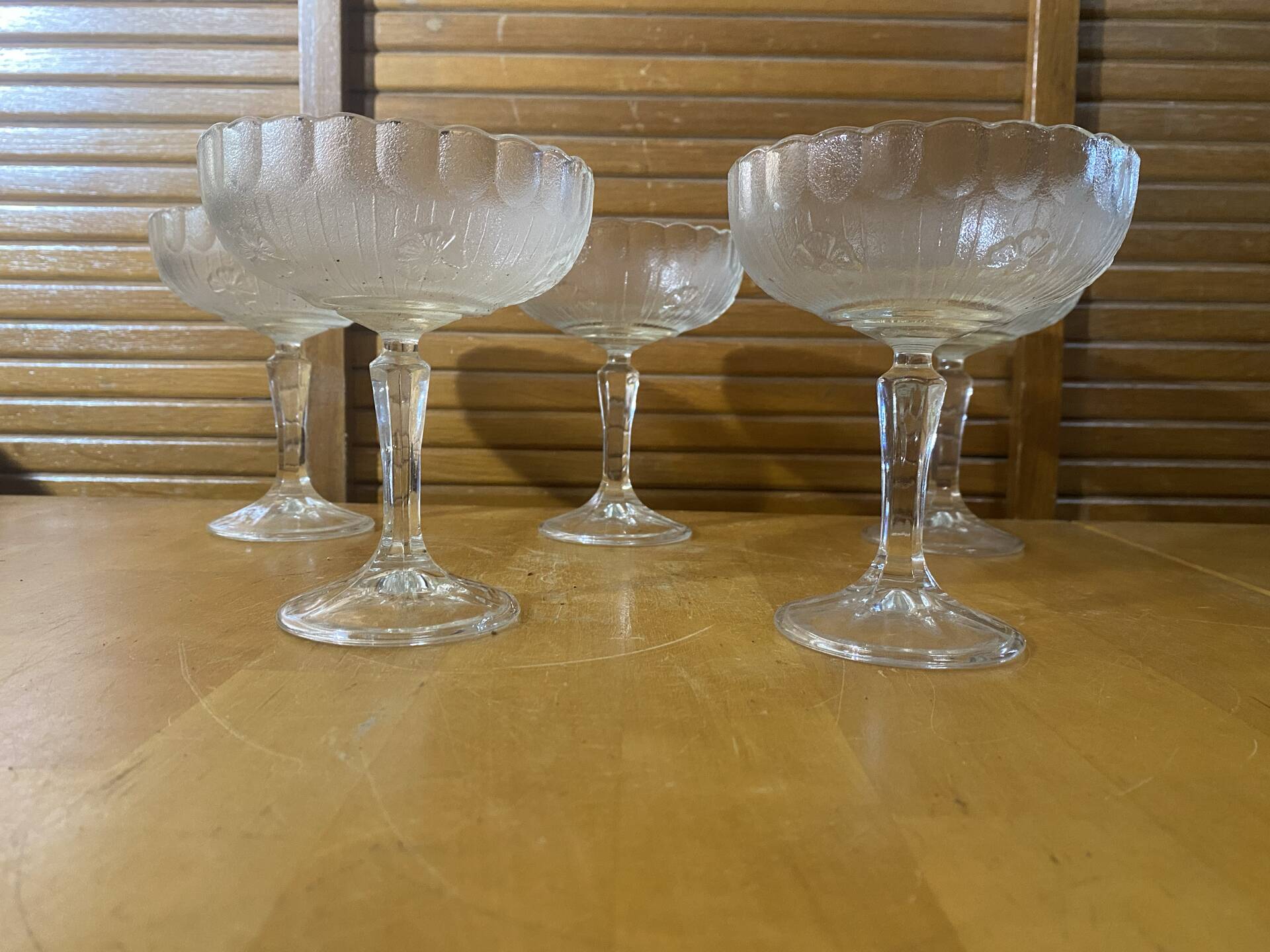 Set of 5 ice cream bowls bormioli rocco model america 20’s soft glass
