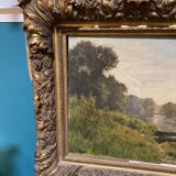 Old landscape painting signed