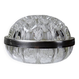 Large crystal flower pick with vintage silver metal rim Reims 31 alveol