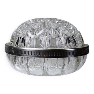 Large crystal flower pick with vintage silver metal rim Reims 31 alveol