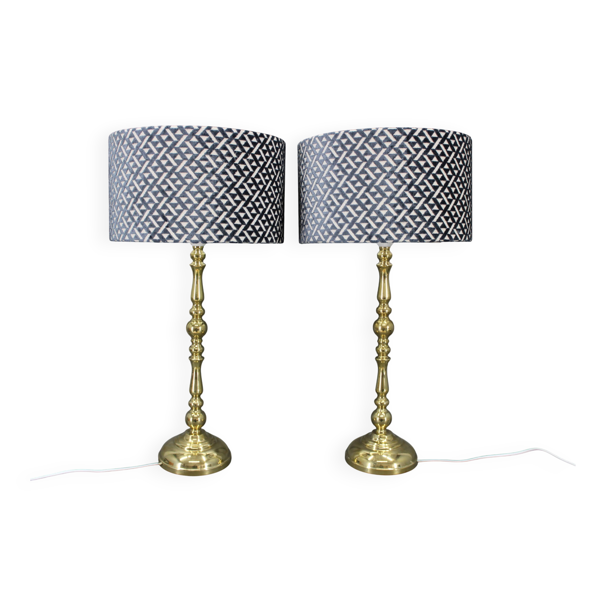 1960s  Pair of Large Brass Table Lamps by MS Belysnin, Denmark