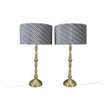 1960s  Pair of Large Brass Table Lamps by MS Belysnin, Denmark
