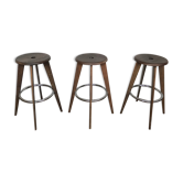 3 tabourets de bar design Jean Prouvé édition Vitra 2002