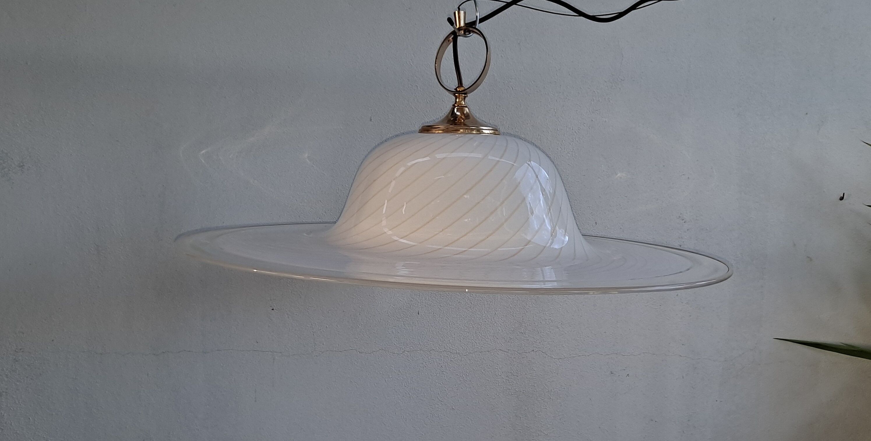 Xxl white swirl ceiling lamp murano vintage