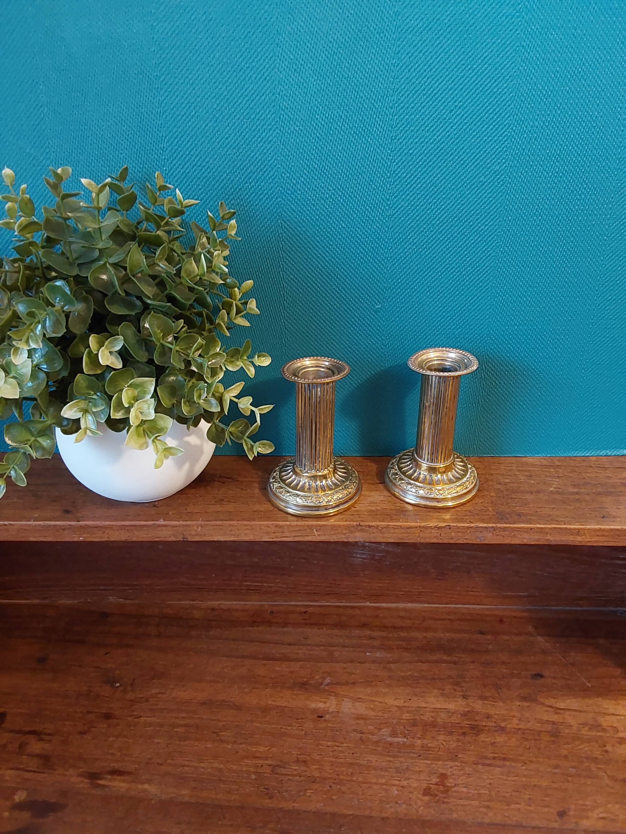 Louis XVI style brass candle holders