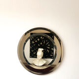 Round mirror ground crystal, Italy 70s, signed Lupi Cristal Luxor