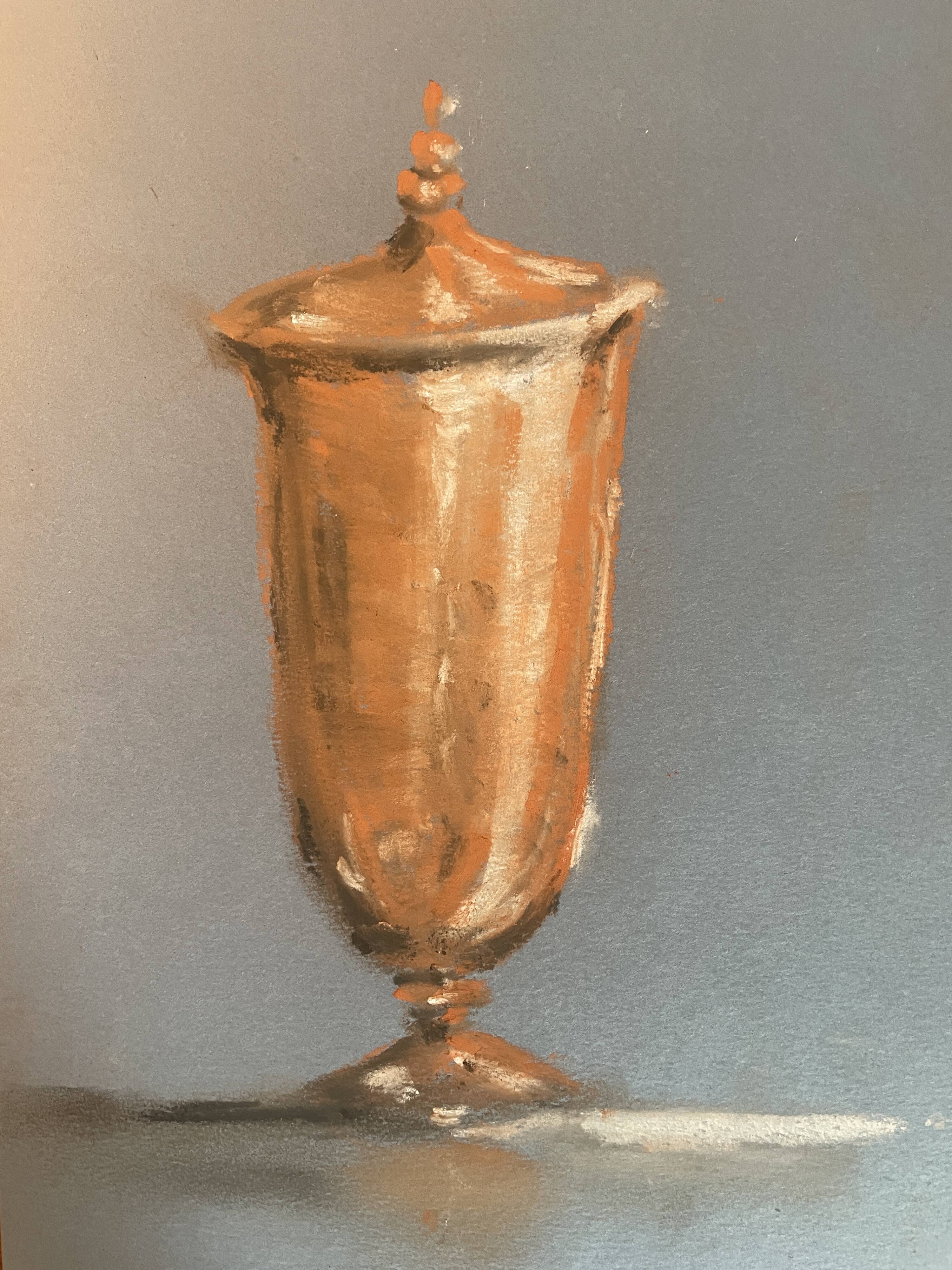 Signed painting Pastel terracotta "the terracotta jar" indigo paper