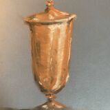 Signed painting Pastel terracotta "the terracotta jar" indigo paper
