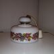 suspension from the 60s in white opaline and green, pink and silver flower patterns