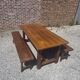 Table de ferme avec tiroirs et ses bancs