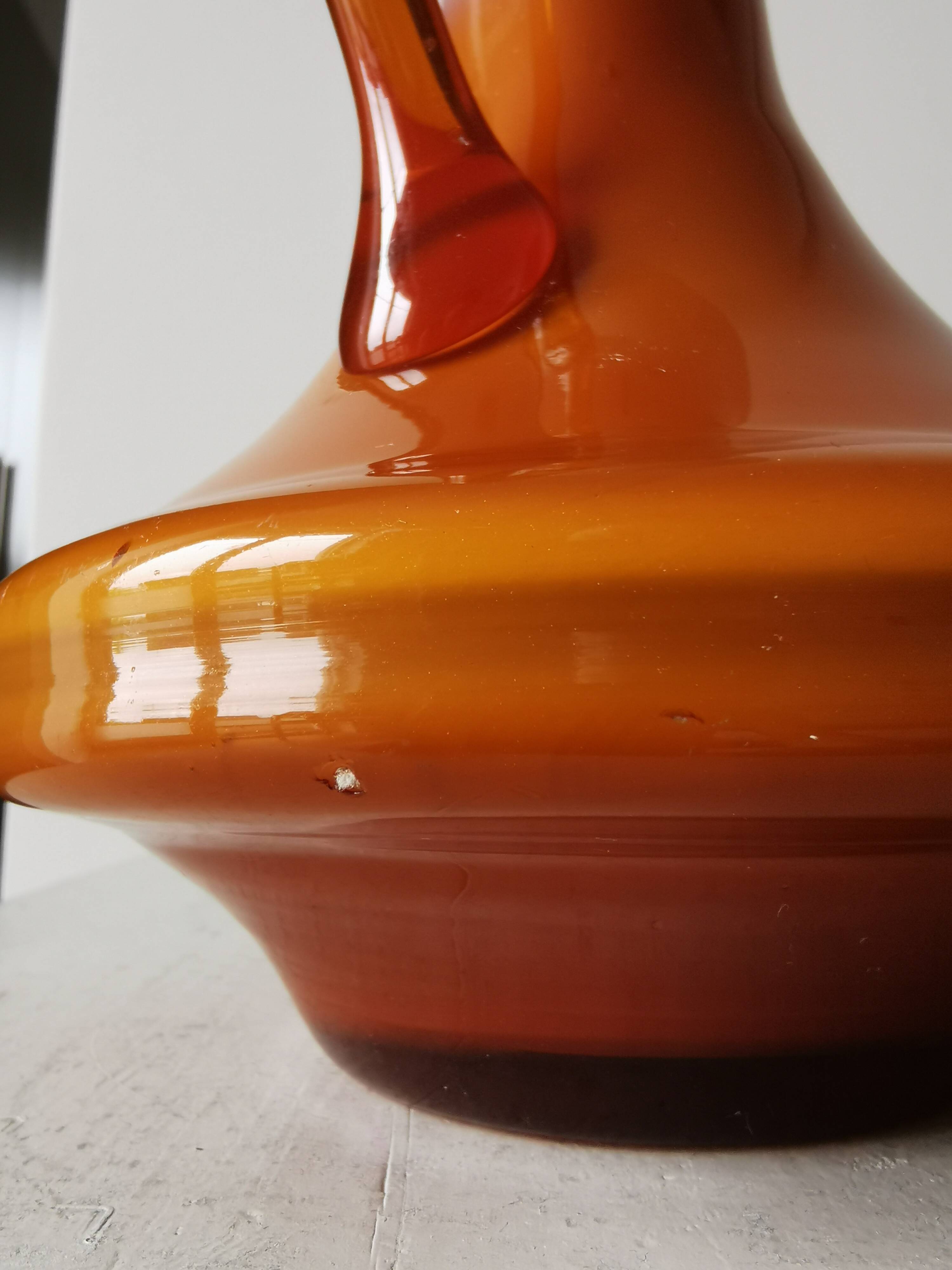 Vintage Murano Cased Glass Vase: Retro Orange Ceramic, 70s Yugoslavia