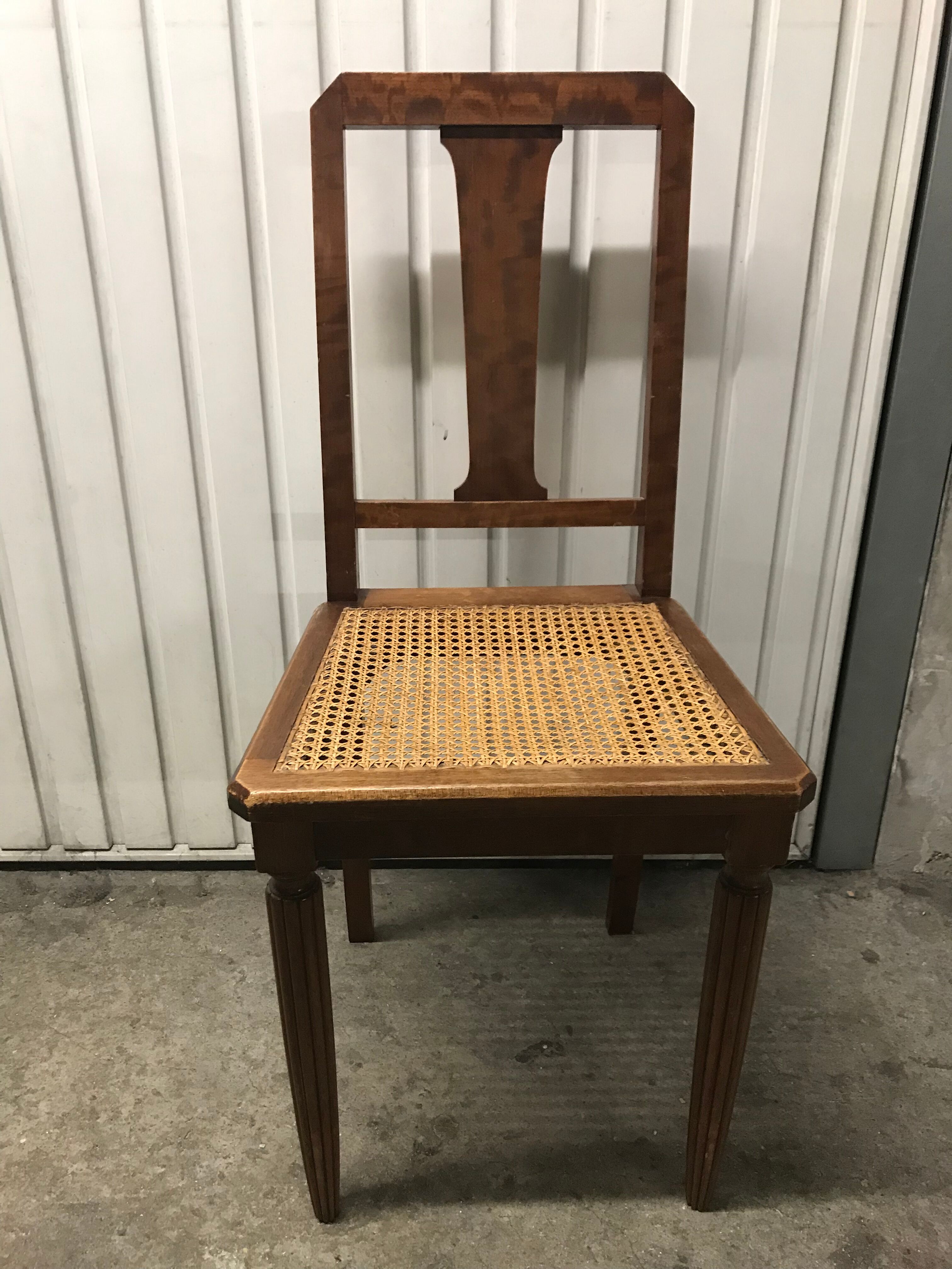 6 Art Deco caned chairs
