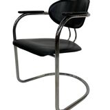 Set of four Effezeta Dining room chairs cantilever chrome 1980s made in Italy