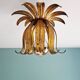 Italian ceiling light in gilded metal, floral design, 1960-70.