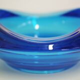 70s blue glass ashtray