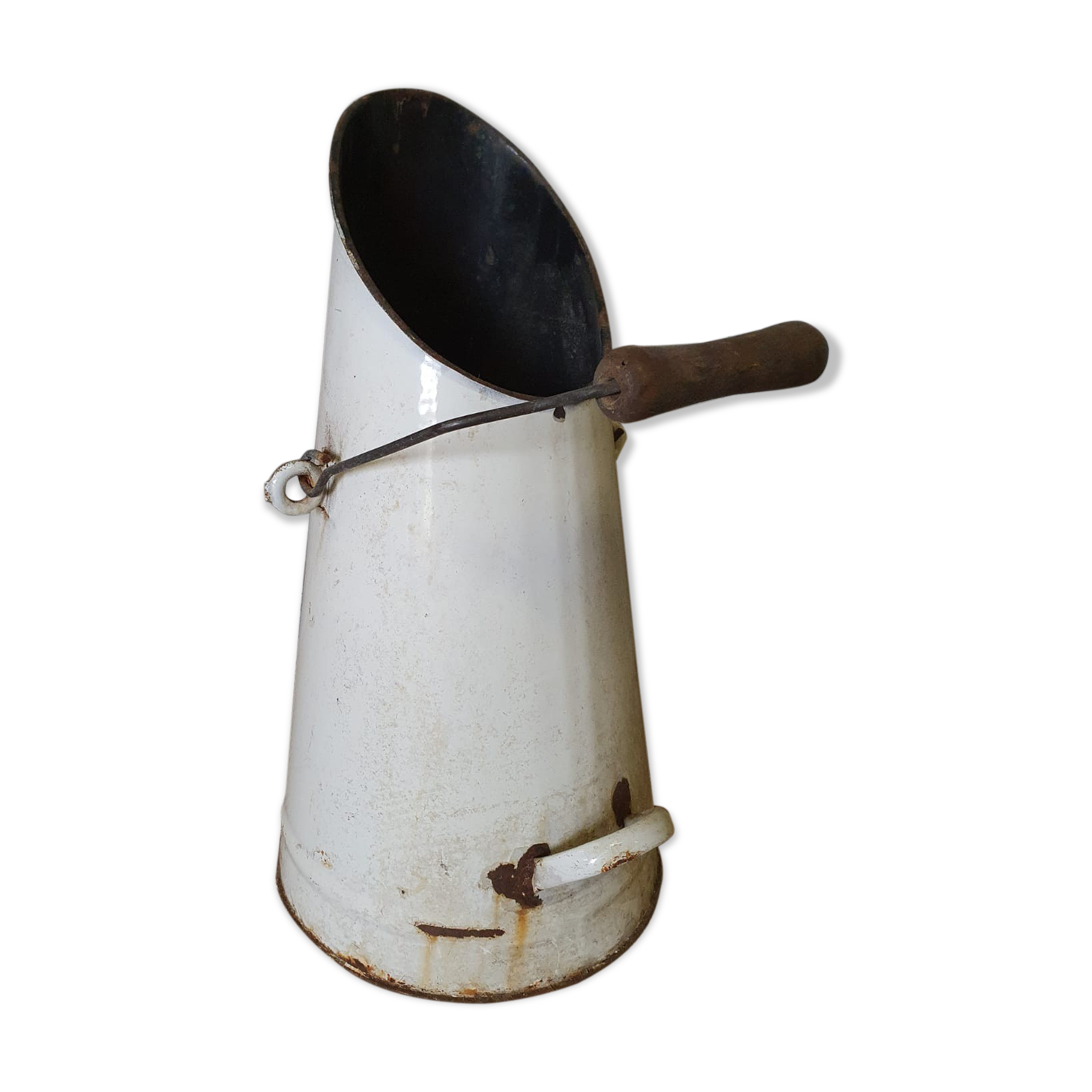 Coal bucket white enamelled umbrella holder